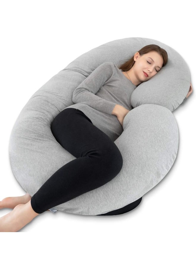 INSEN Pregnancy Pillow, C Shaped Full Body Pillow for Maternity Support with Zipper Jersey Cover