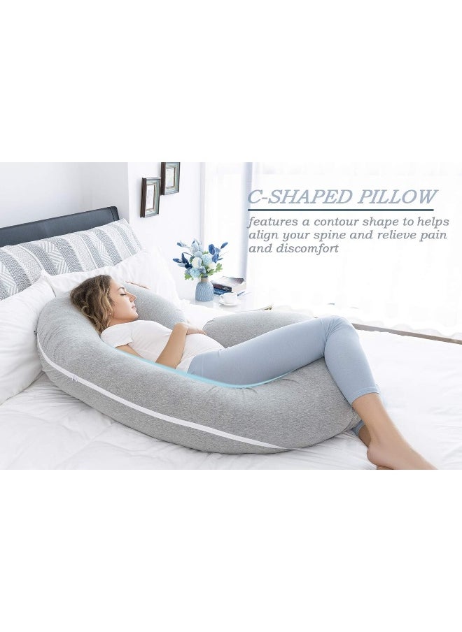 INSEN Pregnancy Pillow, C Shaped Full Body Pillow for Maternity Support with Zipper Jersey Cover