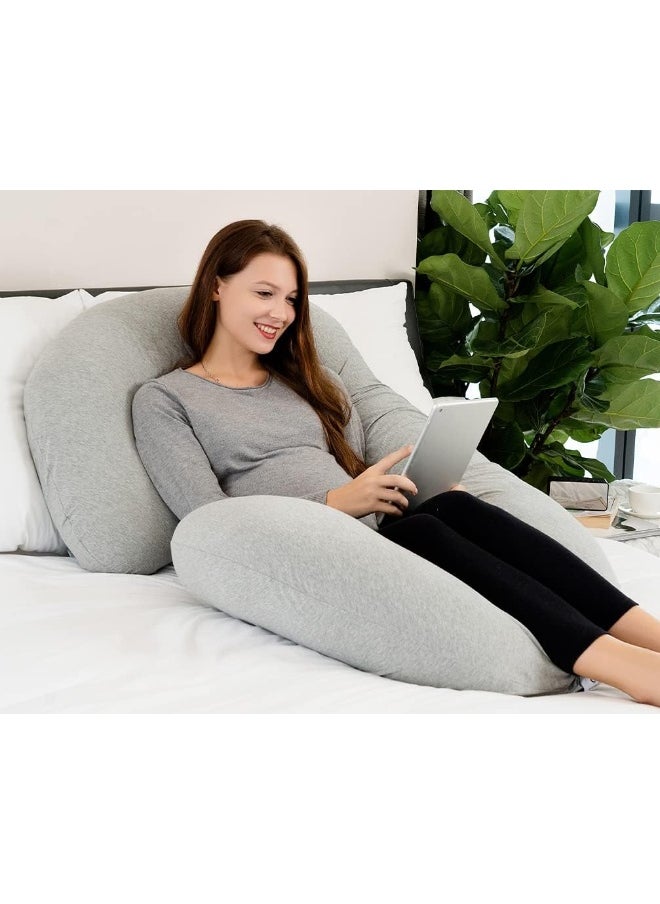 INSEN Pregnancy Pillow, C Shaped Full Body Pillow for Maternity Support with Zipper Jersey Cover