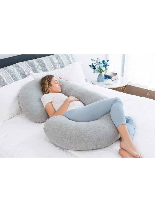 INSEN Pregnancy Pillow, C Shaped Full Body Pillow for Maternity Support with Zipper Jersey Cover