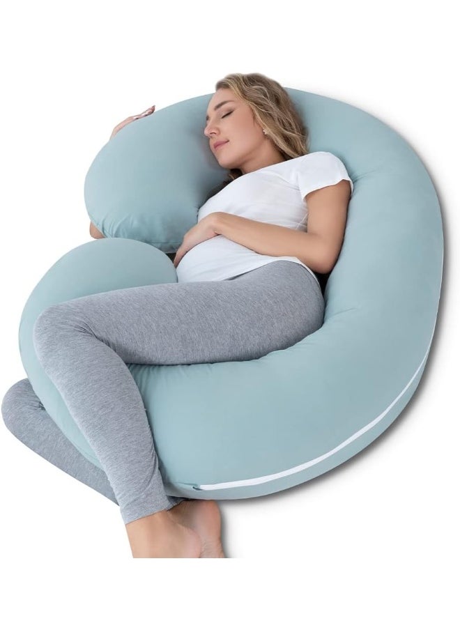 INSEN Pregnancy Pillow, Cooling Pregnancy Body Pillow with Jersey Cover, C Shaped Full Body Pillow for Pregnant Women, Cooling Green