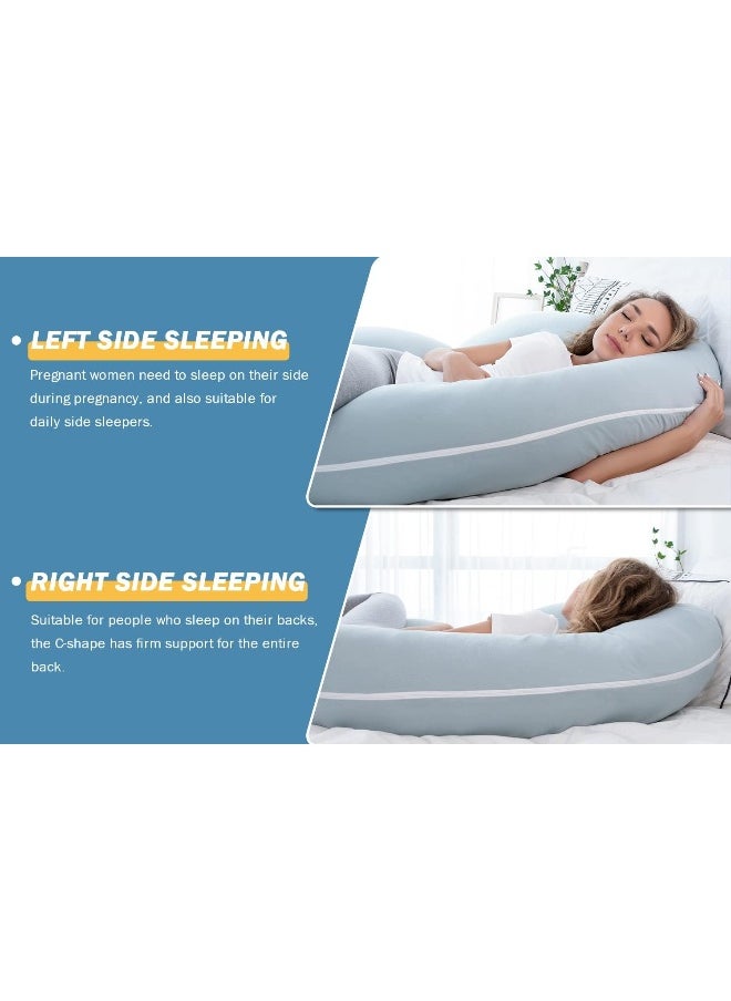 INSEN Pregnancy Pillow, Cooling Pregnancy Body Pillow with Jersey Cover, C Shaped Full Body Pillow for Pregnant Women, Cooling Green