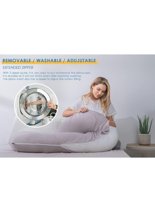 INSEN Pregnancy Pillow, Cooling Pregnancy Body Pillow with Jersey Cover, C Shaped Full Body Pillow for Pregnant Women, Cooling Green