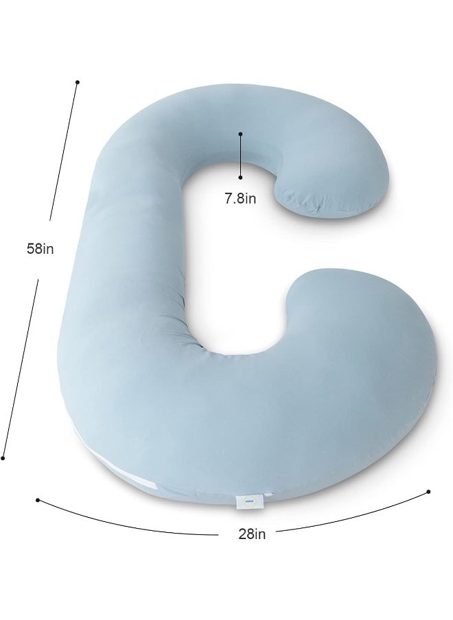 INSEN Pregnancy Pillow, Cooling Pregnancy Body Pillow with Jersey Cover, C Shaped Full Body Pillow for Pregnant Women, Cooling Green