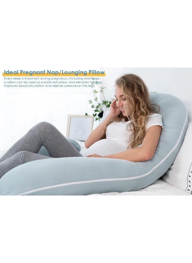 INSEN Pregnancy Pillow, Cooling Pregnancy Body Pillow with Jersey Cover, C Shaped Full Body Pillow for Pregnant Women, Cooling Green