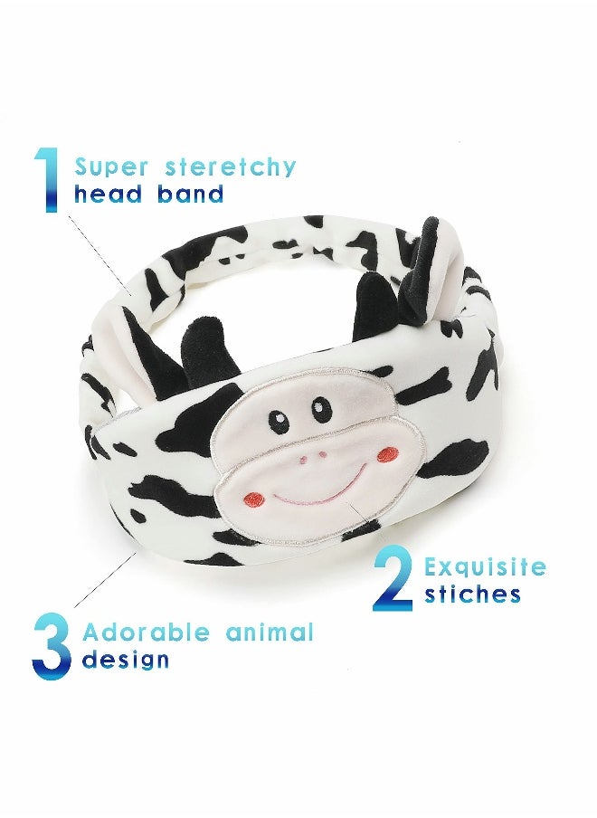 Travel Pillow for Kids and Adults Cute Animal Memory Foam Neck Pillow with Soft Fleece Cover and Eye Mask Set Airplane Pillow Travel Kit with Drawstring Organizer Bag Machine Washable (Cow)