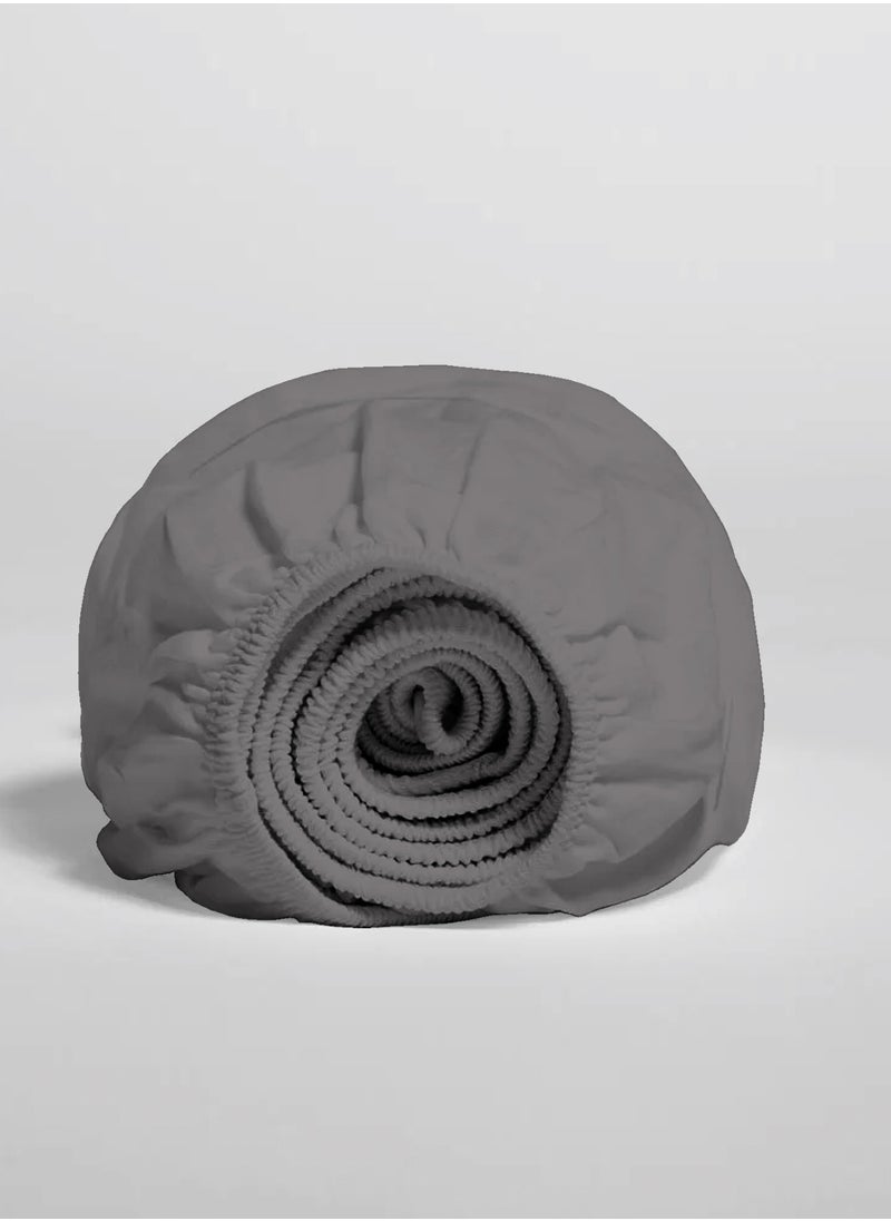 Solid 1 Fitted Sheet Double Organic Cotton Dark Grey 200x120cm