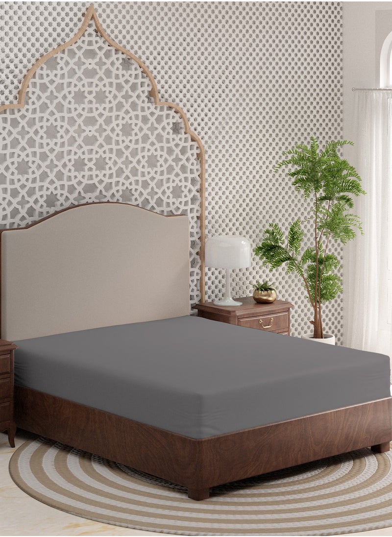 Solid 1 Fitted Sheet Double Organic Cotton Dark Grey 200x120cm