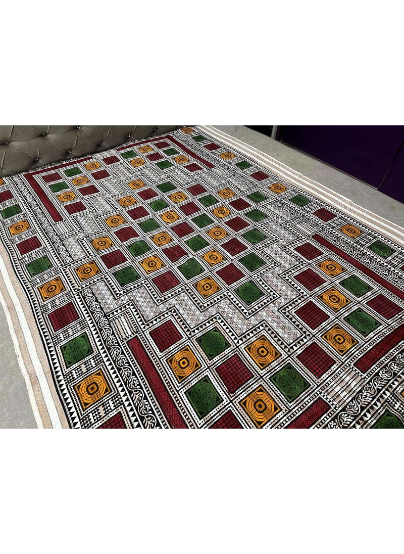 Gurukirpa Traders Khadi 100 Cotton Bedsheet for Single Bed 100 Handloom 300TC 60x90 inch Bedsheet Red Gold White Green Black Multi IV Pack of 1
