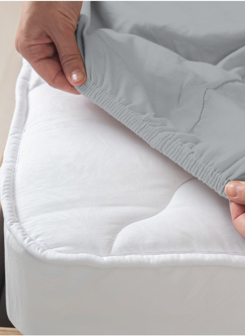 Solid 1 Fitted Sheet Super King Organic Cotton Light Grey 205x200cm