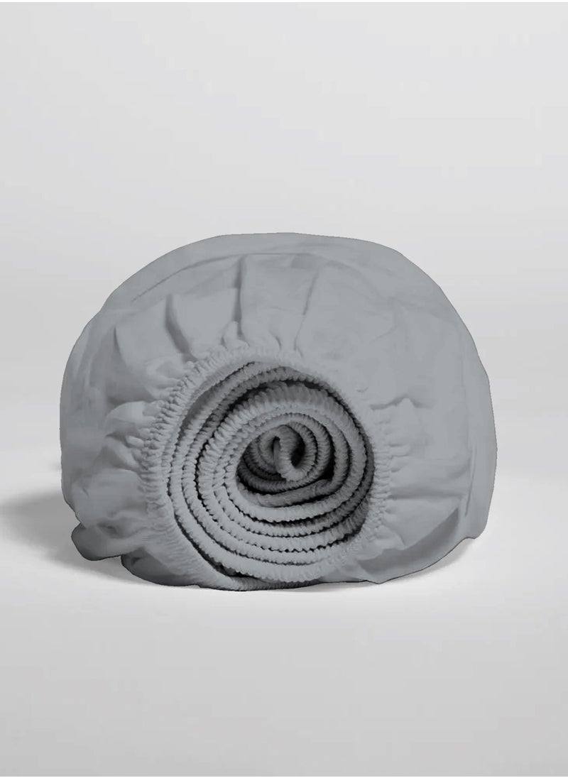 Solid 1 Fitted Sheet Super King Organic Cotton Light Grey 205x200cm