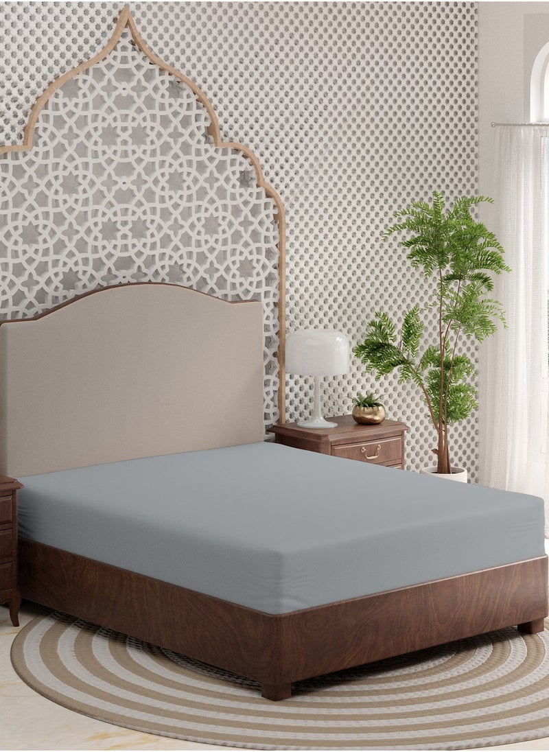 Solid 1 Fitted Sheet King Organic Cotton Light Grey 205x180cm