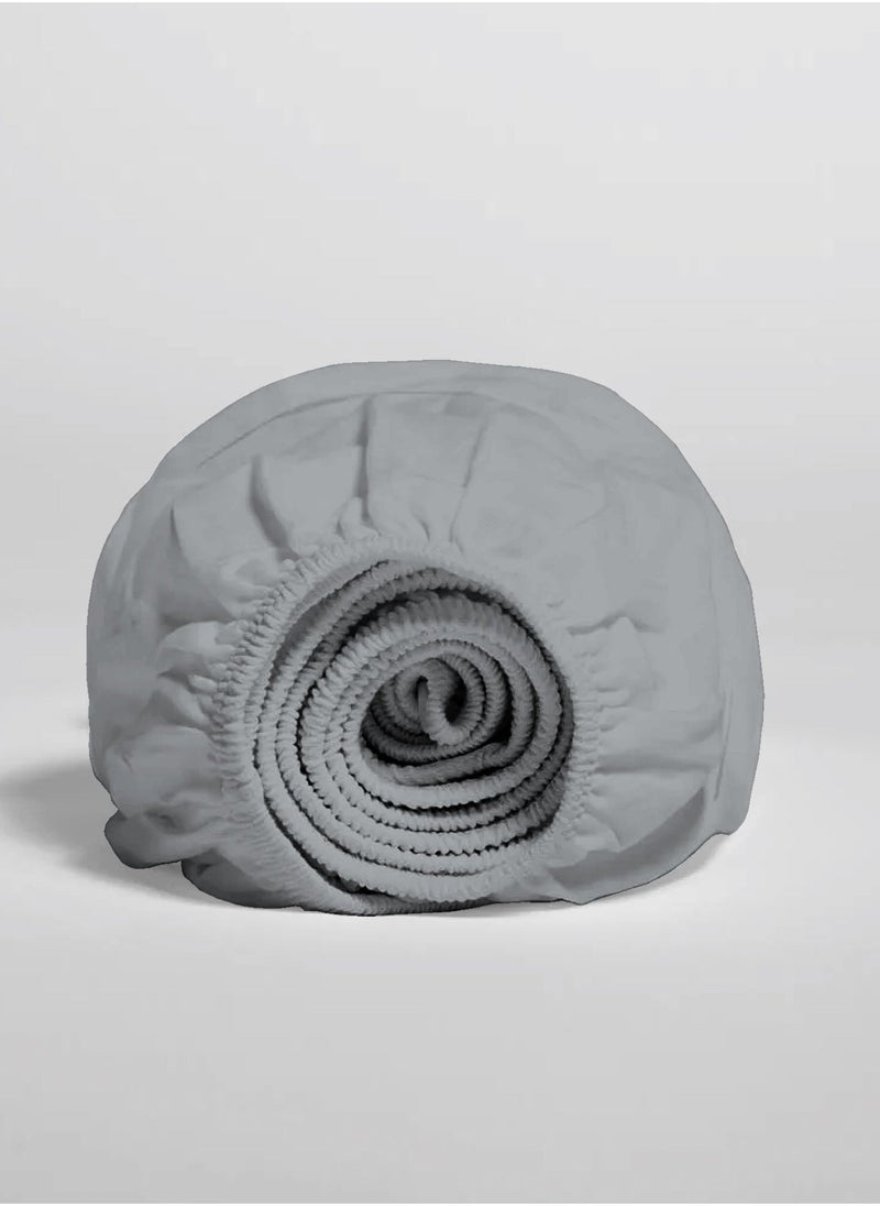 Solid 1 Fitted Sheet King Organic Cotton Light Grey 205x180cm