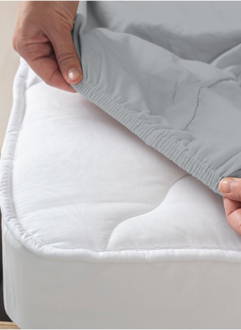 Solid 1 Fitted Sheet Double Organic Cotton Light Grey 200x120cm