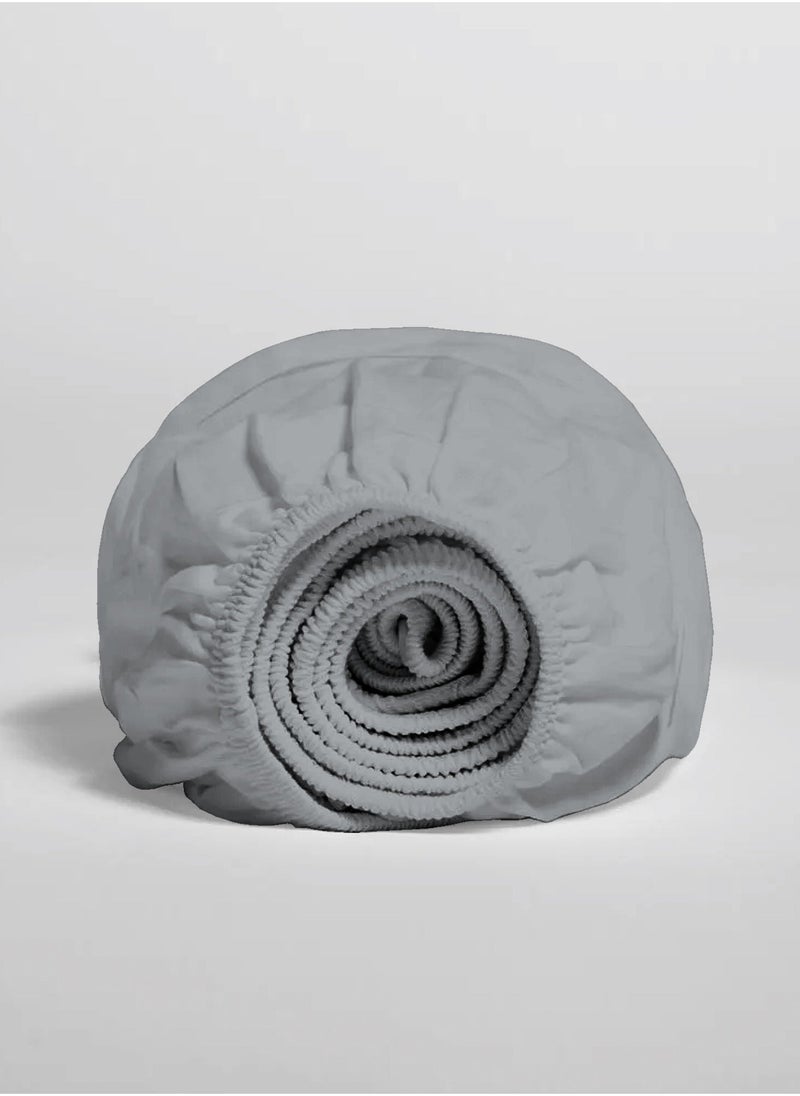 Solid 1 Fitted Sheet Double Organic Cotton Light Grey 200x120cm
