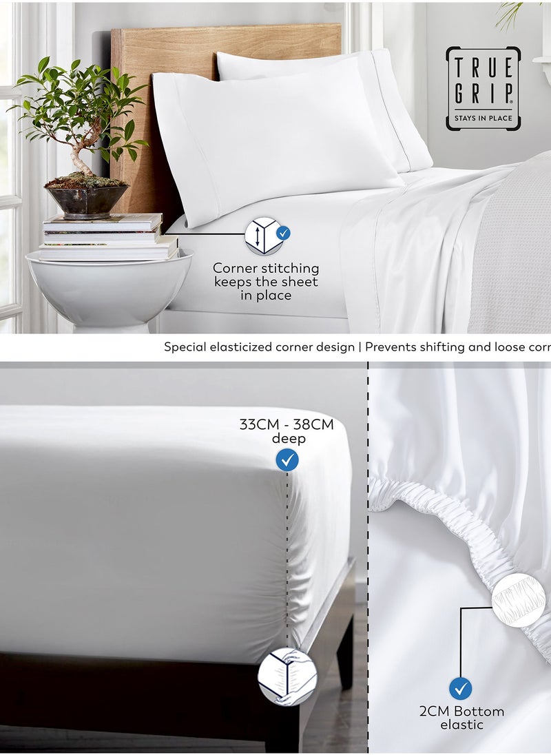 Solid 1 Fitted Sheet Super King Organic Cotton White  205x200cm