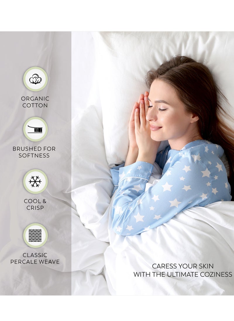Solid 1 Fitted Sheet Super King Organic Cotton White  205x200cm