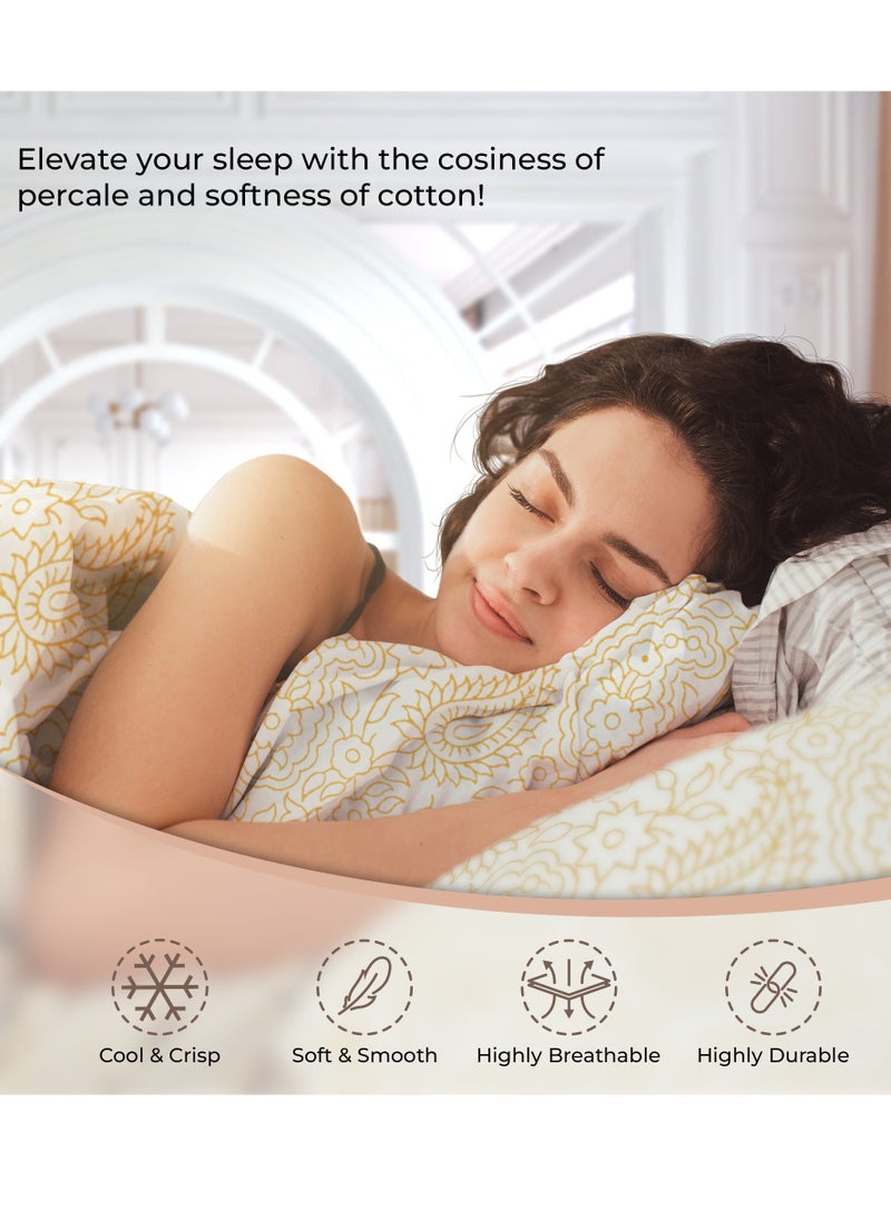 Print 1 Fitted Sheet + 2 Pillow Cases Single Cotton Blue 190x90cm