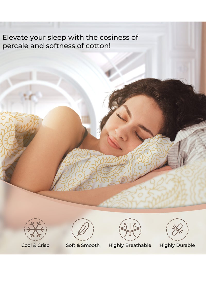 Print 1 Fitted Sheet + 2 Pillow Cases Queen Cotton Blue 200x160cm
