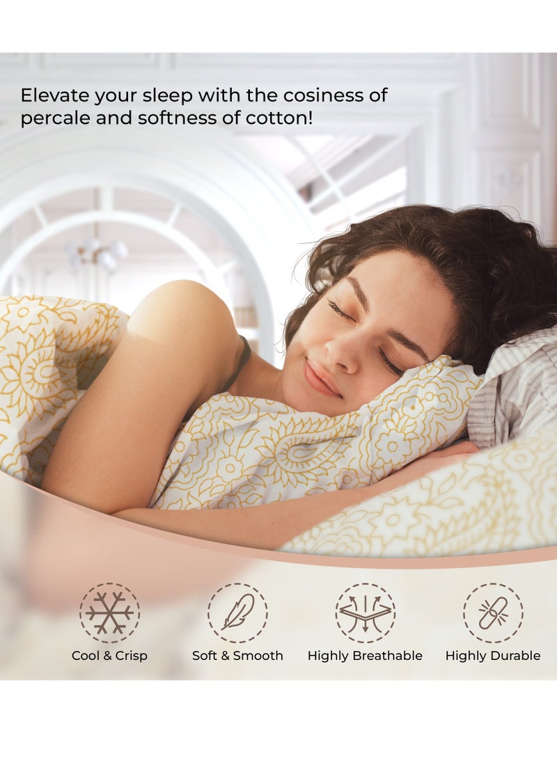 Print 1 Fitted Sheet + 2 Pillow Cases Single Cotton Green 190x90cm