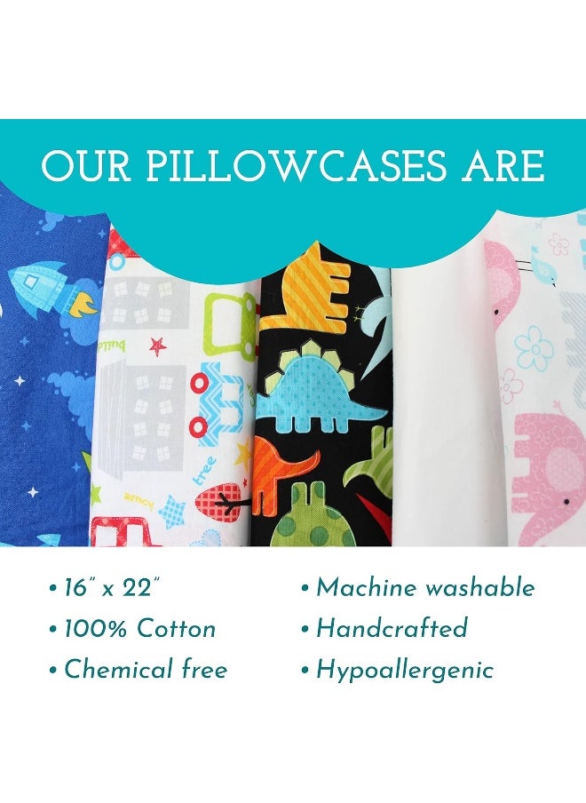 Little Sleepy Head Youth Pillowcase 16 x 22-100% Cotton & Hypoallergenic (Dinosaurs White)