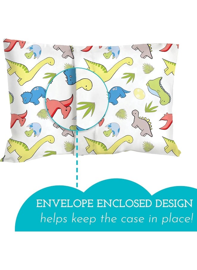 Little Sleepy Head Youth Pillowcase 16 x 22-100% Cotton & Hypoallergenic (Dinosaurs White)