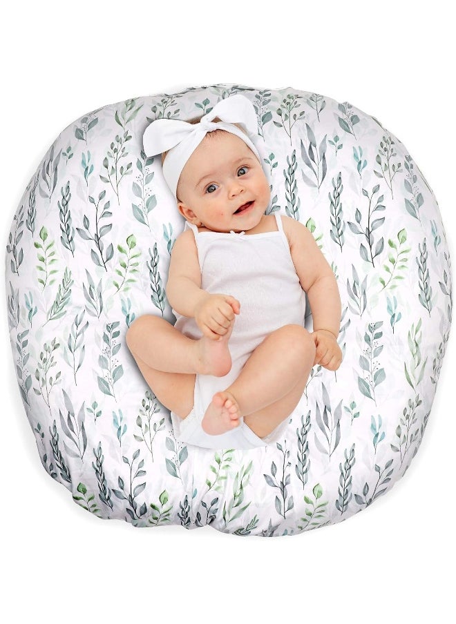 DILIMI Newborn Lounger Cover, Removable Ultra Soft Comfortable Slipcover for Infant Lounger Pillow, Grey Leaf