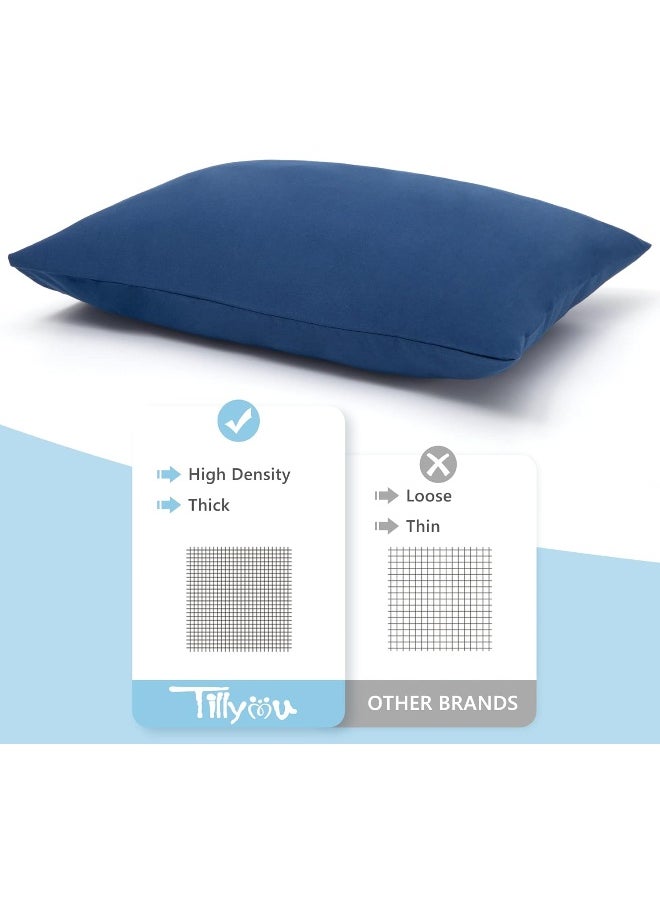 TILLYOU Baby Toddler Pillowcase Set of 2, 14x20-Fits Pillow Sized 12x16, 13x18 or 14x19, Silky Soft Microfiber, Kids Travel Pillow Cases, Navy