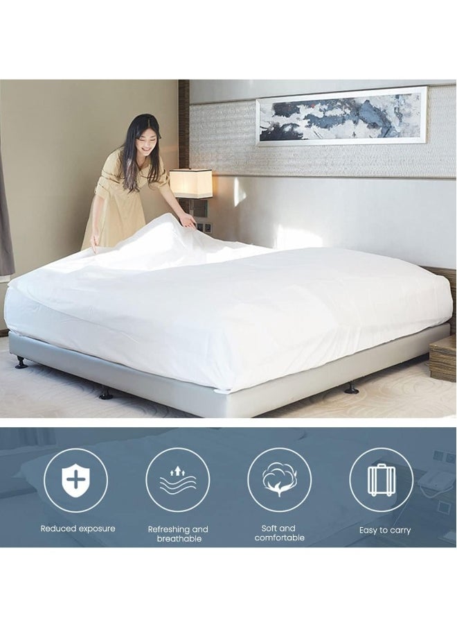 4 PCS Bed Sheets Set Disposable for Travel Portable Sheet Quilt Cover Pillowcase Set for Travel Business Trip Spa Hotel