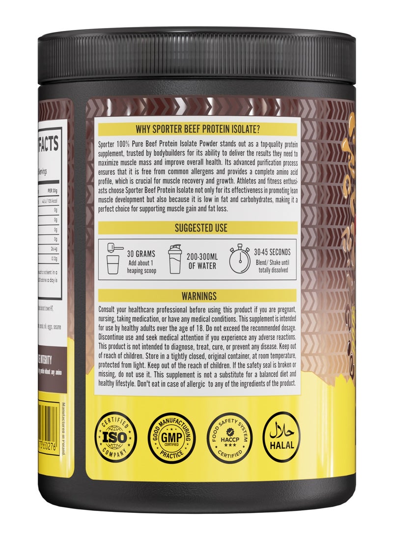 Sporter Beef Protein Isolate – 540g | 26g Protein Per Serving | 0g Sugar & Fat | Cola Flavor | Lactose-Free | Muscle Building & Recovery
