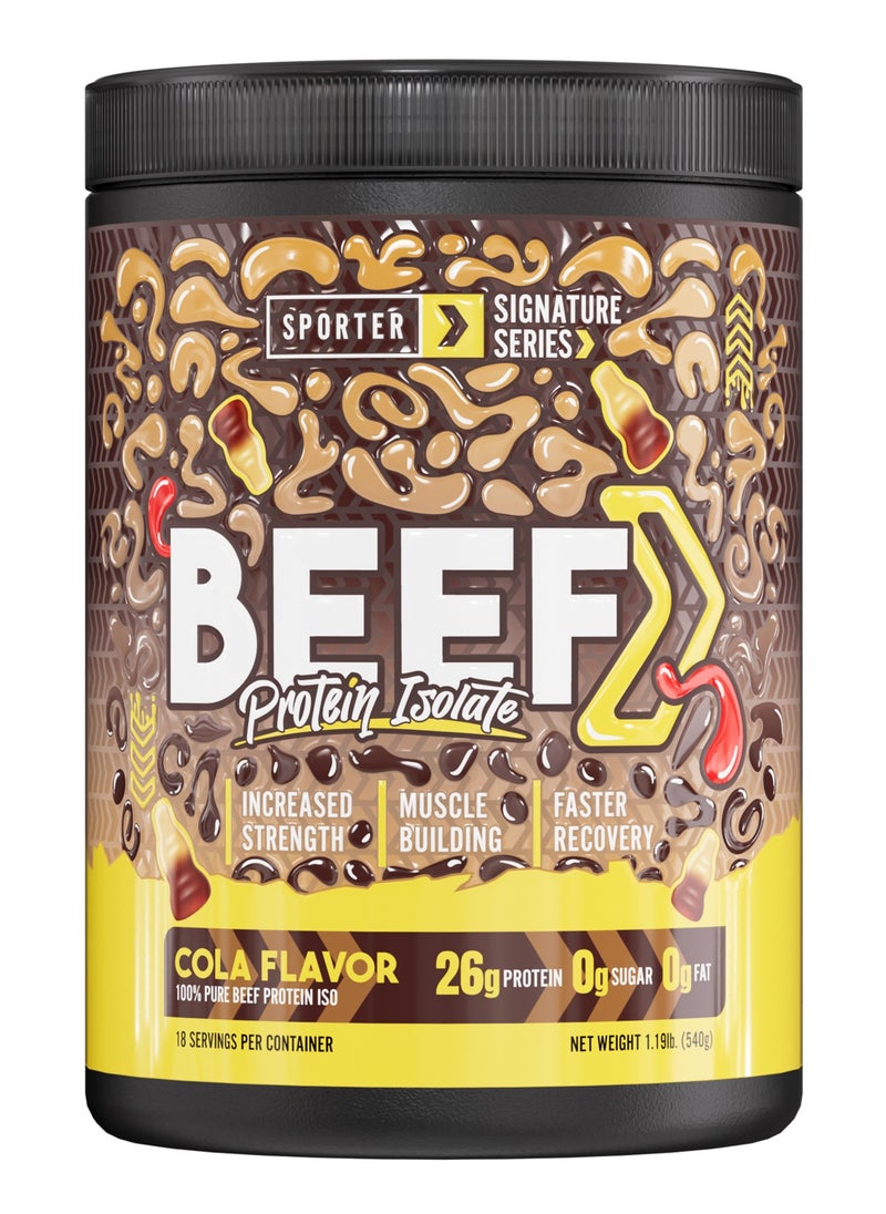 Sporter Beef Protein Isolate – 540g | 26g Protein Per Serving | 0g Sugar & Fat | Cola Flavor | Lactose-Free | Muscle Building & Recovery