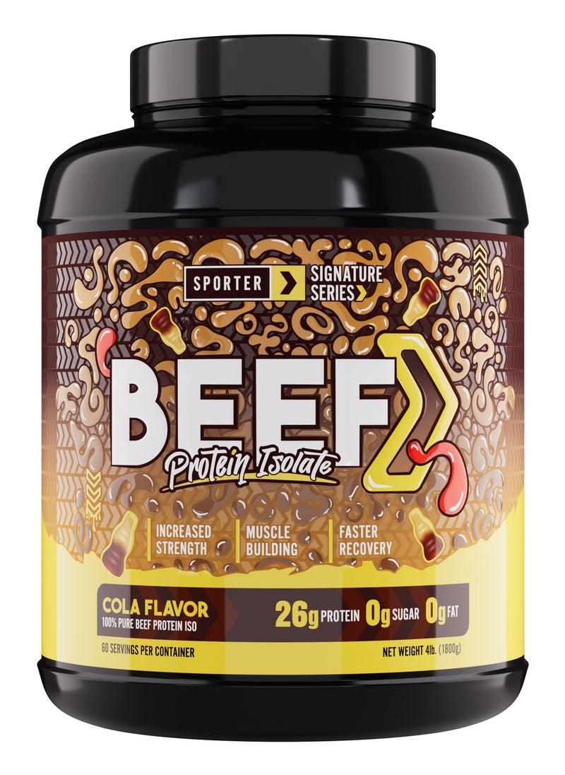 Sporter Beef Protein Isolate – 60 Servings | 26.4g Protein Per Scoop | Zero Fat, Sugar & Carbs | Cola Flavor | Lactose-Free | No Amino Spiking or Fillers | Pure Muscle Recovery Fuel