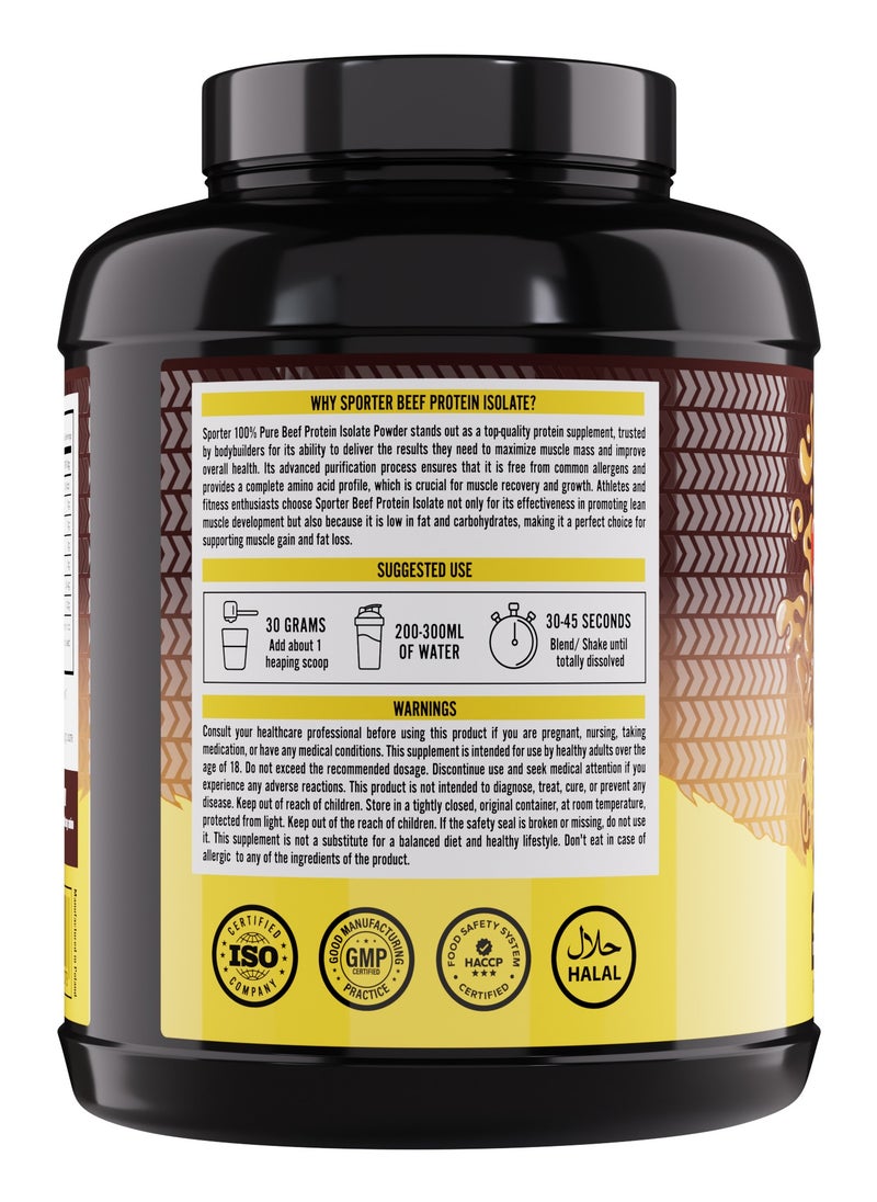 Sporter Beef Protein Isolate – 60 Servings | 26.4g Protein Per Scoop | Zero Fat, Sugar & Carbs | Cola Flavor | Lactose-Free | No Amino Spiking or Fillers | Pure Muscle Recovery Fuel