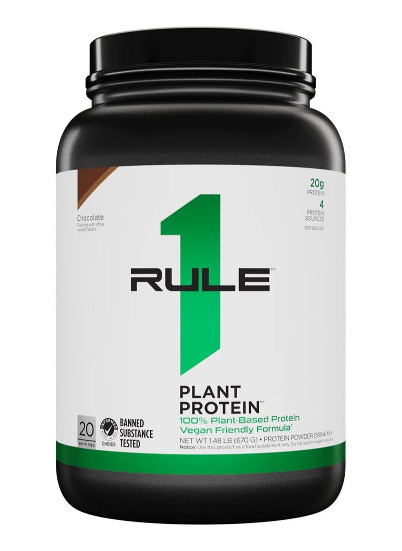 Rule1, Plant Protein, Vegan, 670g, Chocolate, 20 Servings