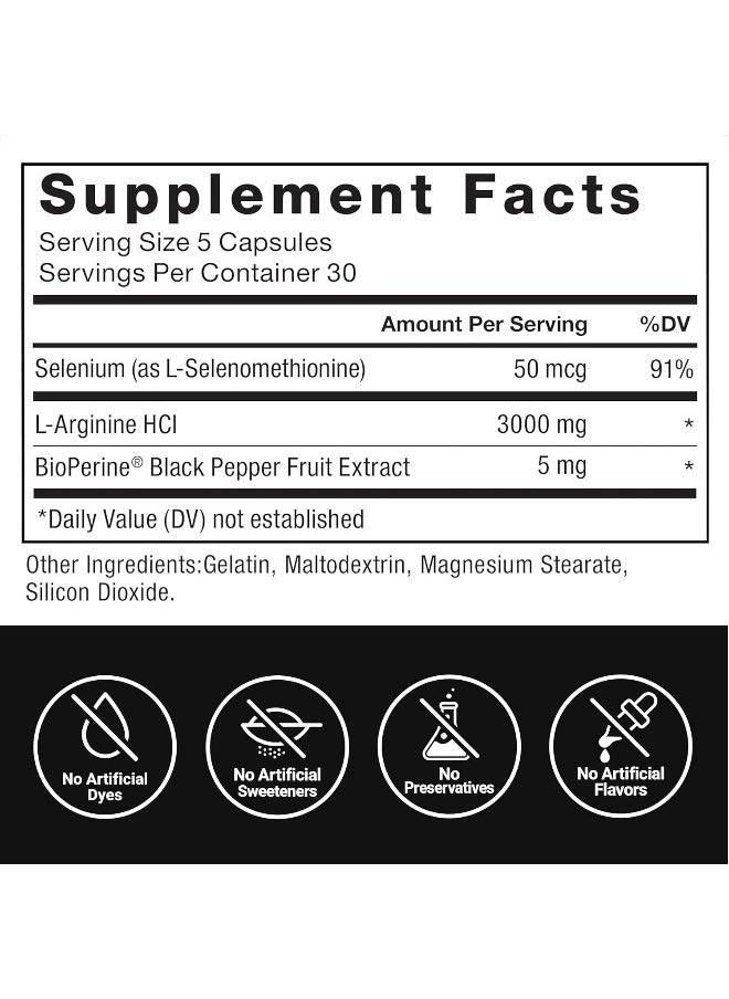 L-Arginine Nitric Oxide Supplement With Bioperine