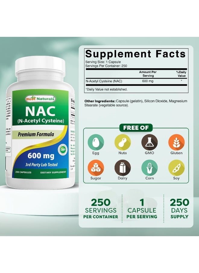 Nac N-Acetyl-Cysteine 600 Mg 250 Capsules
