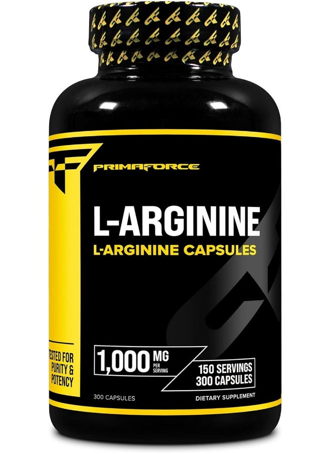 L-Arginine (300 Capsules, 150 Servings / 1,000 Mg L-Arginine Per Serving) | Extra Strength Amino Acid Supplement For Men And Women - Gluten Free, Non-Gmo