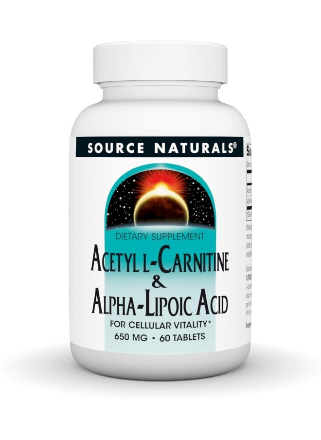 , Acetyl L-Carnitine & Alpha-Lipoic Acid, 650 Mg, 60 Tablets