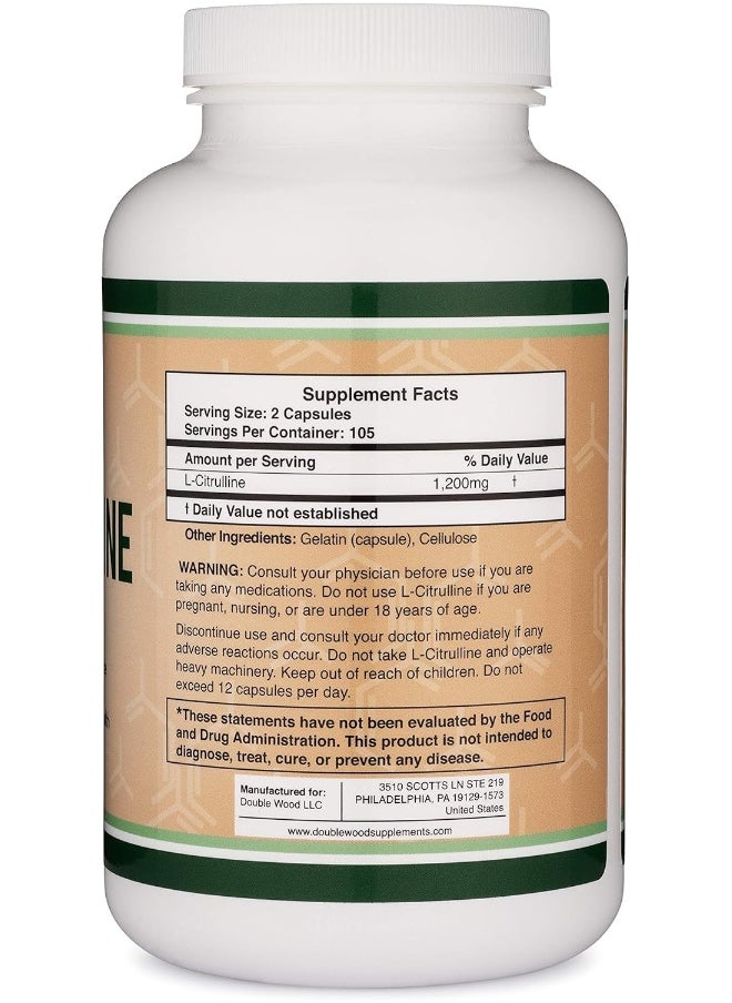 L Citrulline Capsules 1,200Mg Per Serving, 210 Count (L-Citrulline Increases Levels Of L-Arginine And Nitric Oxide) Muscle Recovery Supplement – Improve Muscle Pump By