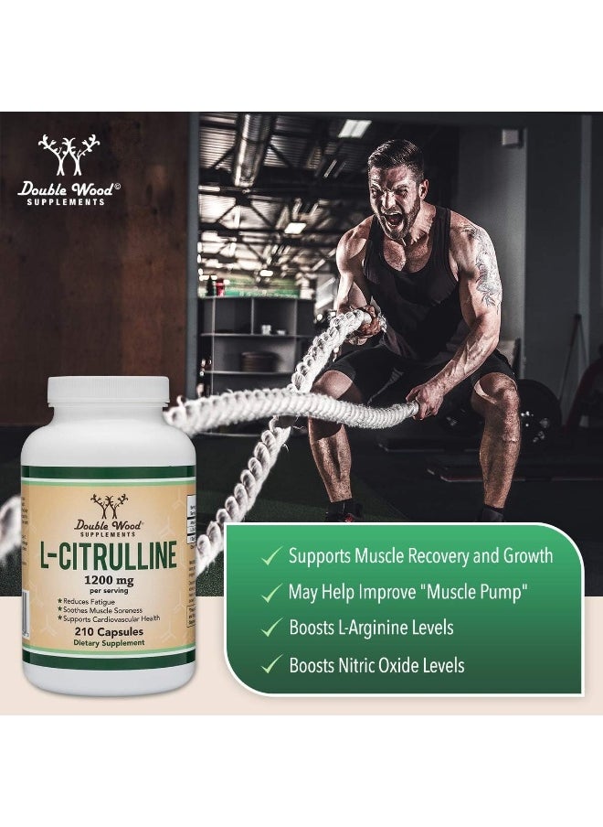 L Citrulline Capsules 1,200Mg Per Serving, 210 Count (L-Citrulline Increases Levels Of L-Arginine And Nitric Oxide) Muscle Recovery Supplement – Improve Muscle Pump By