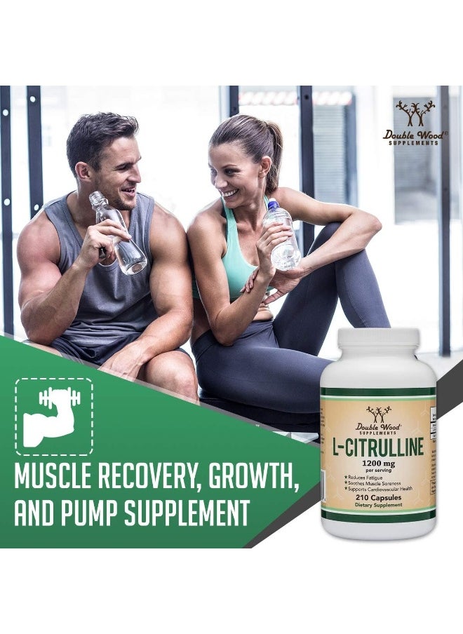 L Citrulline Capsules 1,200Mg Per Serving, 210 Count (L-Citrulline Increases Levels Of L-Arginine And Nitric Oxide) Muscle Recovery Supplement – Improve Muscle Pump By