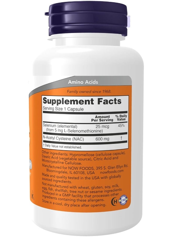 Supplements, Nac (N-Acetyl Cysteine) 600Mg With Selenium & Molybdenum, 100 Veg Capsules
