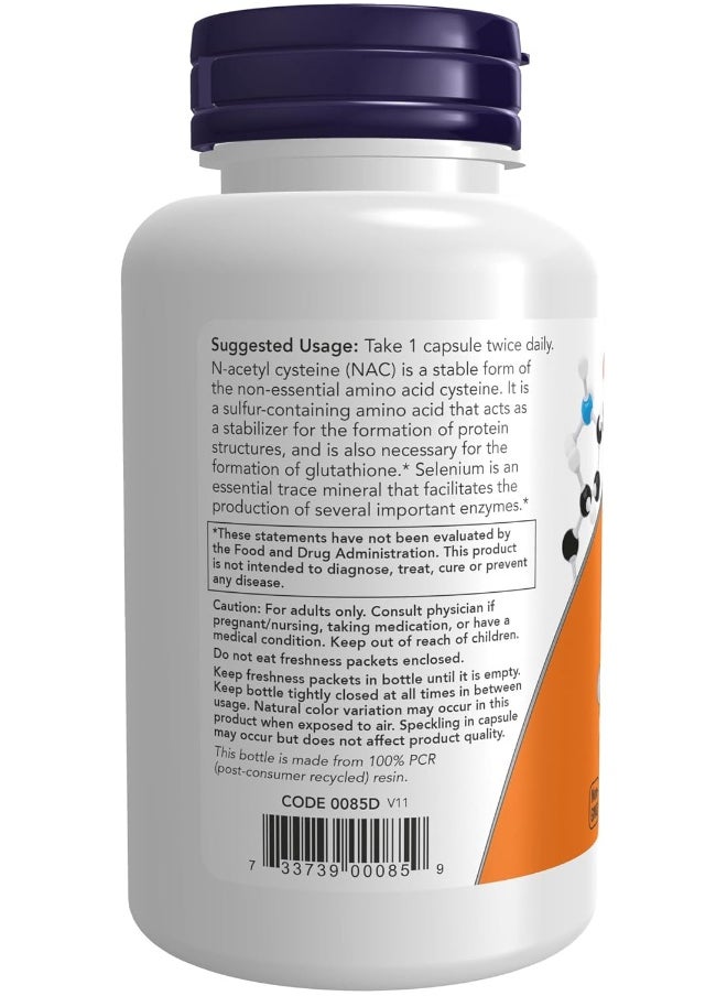 Supplements, Nac (N-Acetyl Cysteine) 600Mg With Selenium & Molybdenum, 100 Veg Capsules