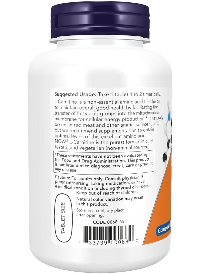 Supplements, L-Carnitine 1,000 Mg, Purest Form, Amino Acid, Fitness Support*, 100 Tablets
