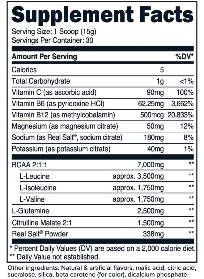 Primaforce BCAA Powder (Pineapple Mango) (30 Servings) - 7000MG 2:1:1 BCAAs, Post-Workout Recovery Drink with Amino Acids and Real Salt for Men & Women