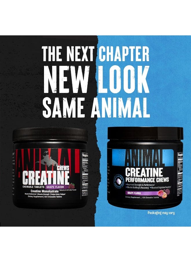 Creatine Chews Tablets - Enhanced Creatine Monohydrate With Astragin To Improve Absorption, Sea Salt For Added Pumps, Delicious And Convenient Chewable Tablets - Grape