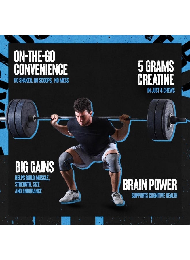 Creatine Chews Tablets - Enhanced Creatine Monohydrate With Astragin To Improve Absorption, Sea Salt For Added Pumps, Delicious And Convenient Chewable Tablets - Grape