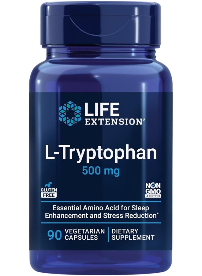 L-Tryptophan 500 Mg – L-Tryptophan Supplement For Healthy Sleep And Stress Response Support – Gluten-Free, Non-Gmo, Vegetarian – 90 Capsules