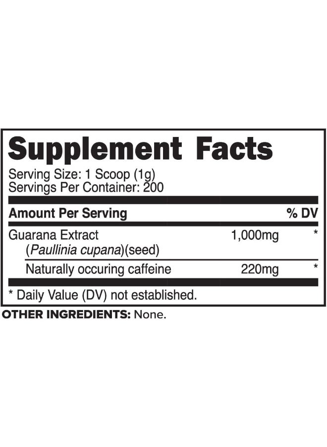 Primaforce Guarana Powder (200g) (Unflavored) - Pure Guarana, 200 Servings