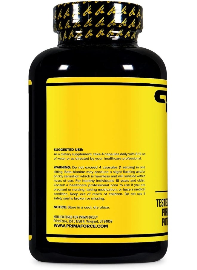 Primaforce Beta Alanine Capsules 3,400mg, 180 Capsules (45 Servings) - Potent Beta-Alanine Supplement